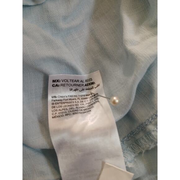 Chicos Long Sleeve Button Up Tencel Lyocell Lightwash Denim Chambray Shirt M - Picture 8 of 9